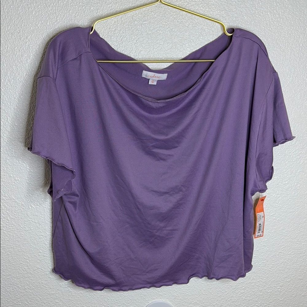 NWT- Colsie- Purple Women's Top with lettuce hem- Size XL